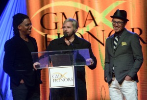 Kevin Max (middle) with dc Talk at the GMA Honors event in April 2014